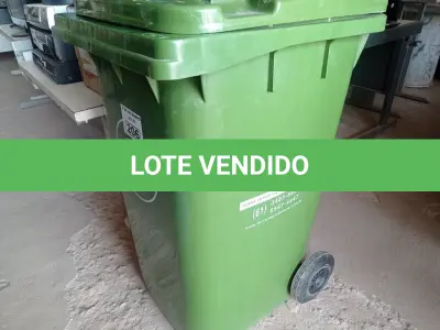 LOTE 206 - 01 CONTAINER HDPE EN840 240LITROS. (NO ESTADO) ATENÇÃO! FAZER A VISITAÇÃO ANTES DE ARREMATAR, NÃO SABEMOS SE FUNCIONA. LEILÃO NÃO TEM GARANTIA E NEM DEVOLUÇÃO, SUJEITO A POSSÍVEIS AVARIAS VISÍVEIS/OCULTAS E/OU AUSÊNCIA DE COMPONENTES.
