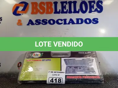 LOTE 418 - 01 JOGO DE SOQUETES SET 52 PEÇAS. (NO ESTADO) ATENÇÃO! FAZER A VISITAÇÃO ANTES DE ARREMATAR, NÃO SABEMOS SE FUNCIONA. LEILÃO NÃO TEM GARANTIA E NEM DEVOLUÇÃO, SUJEITO A POSSÍVEIS AVARIAS VISÍVEIS/OCULTAS E/OU AUSÊNCIA DE COMPONENTES.