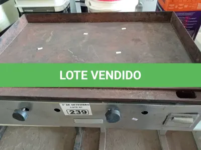 LOTE 239 - 01 CHAPA A GÁS. (NO ESTADO) ATENÇÃO! FAZER A VISITAÇÃO ANTES DE ARREMATAR, NÃO SABEMOS SE FUNCIONA. LEILÃO NÃO TEM GARANTIA E NEM DEVOLUÇÃO, SUJEITO A POSSÍVEIS AVARIAS VISÍVEIS/OCULTAS E/OU AUSÊNCIA DE COMPONENTES.
