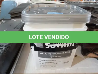 LOTE 295 - 01 BALDE DE TINTA SUVINIL INTERIORES ACRÍLICO FOSCO 18L NA COR FOSCO BRANCO. (NO ESTADO) ATENÇÃO! FAZER A VISITAÇÃO ANTES DE ARREMATAR, NÃO SABEMOS SE FUNCIONA. LEILÃO NÃO TEM GARANTIA E NEM DEVOLUÇÃO, SUJEITO A POSSÍVEIS AVARIAS VISÍVEIS/OCULTAS E/OU AUSÊNCIA DE COMPONENTES.