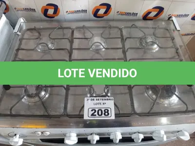 LOTE 208 - 01 FOGÃO A GÁS 06 BOCAS MARCA DAKO INCOMPLETO. (NO ESTADO) ATENÇÃO! FAZER A VISITAÇÃO ANTES DE ARREMATAR, NÃO SABEMOS SE FUNCIONA. LEILÃO NÃO TEM GARANTIA E NEM DEVOLUÇÃO, SUJEITO A POSSÍVEIS AVARIAS VISÍVEIS/OCULTAS E/OU AUSÊNCIA DE COMPONENTES.