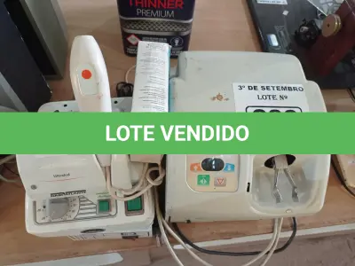 LOTE 283 - 01 GERADOR DE FLUXO, 01 AMALGAMADOR, 01 ULTRALED, 01 VIBRAMAT CAPSULAR, 01 APARELHO PARA PODOLOGIA, 01 TERMÔMETRO DIGITAL E 01 HOT KILN. (NO ESTADO) ATENÇÃO! FAZER A VISITAÇÃO ANTES DE ARREMATAR, NÃO SABEMOS SE FUNCIONA. LEILÃO NÃO TEM GARANTIA E NEM DEVOLUÇÃO, SUJEITO A POSSÍVEIS AVARIAS VISÍVEIS/OCULTAS E/OU AUSÊNCIA DE COMPONENTES.