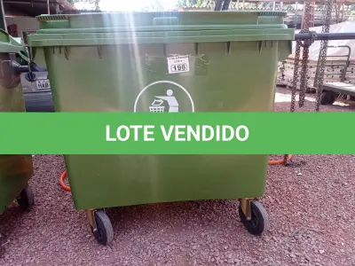 LOTE 196 - 01 CONTAINER HDPE EN840 660LITROS. (NO ESTADO) ATENÇÃO! FAZER A VISITAÇÃO ANTES DE ARREMATAR, NÃO SABEMOS SE FUNCIONA. LEILÃO NÃO TEM GARANTIA E NEM DEVOLUÇÃO, SUJEITO A POSSÍVEIS AVARIAS VISÍVEIS/OCULTAS E/OU AUSÊNCIA DE COMPONENTES.