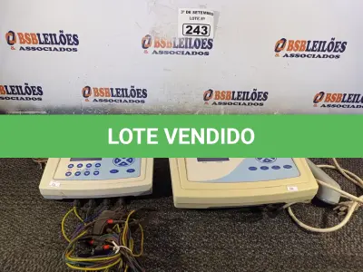LOTE 243 - 01 ULTRASSOM E 01 ELETROESTIMULADOR PARA FISIOTERAPIA. (NO ESTADO) ATENÇÃO! FAZER A VISITAÇÃO ANTES DE ARREMATAR, NÃO SABEMOS SE FUNCIONA. LEILÃO NÃO TEM GARANTIA E NEM DEVOLUÇÃO, SUJEITO A POSSÍVEIS AVARIAS VISÍVEIS/OCULTAS E/OU AUSÊNCIA DE COMPONENTES.