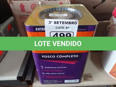 LOTE 499 - 01 LATA DE TINTA SUVINIL INTERIORES /EXTERIORES SEM CHEIRO 18L NA COR FOSCO BRANCO NEVE. (NO ESTADO) ATENÇÃO! FAZER A VISITAÇÃO ANTES DE ARREMATAR, NÃO SABEMOS SE FUNCIONA. LEILÃO NÃO TEM GARANTIA E NEM DEVOLUÇÃO, SUJEITO A POSSÍVEIS AVARIAS VISÍVEIS/OCULTAS E/OU AUSÊNCIA DE COMPONENTES.