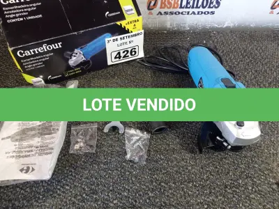 LOTE 426 - 01 ESMERILHADEIRA ANGULAR 500W 220V. (NO ESTADO) ATENÇÃO! FAZER A VISITAÇÃO ANTES DE ARREMATAR, NÃO SABEMOS SE FUNCIONA. LEILÃO NÃO TEM GARANTIA E NEM DEVOLUÇÃO, SUJEITO A POSSÍVEIS AVARIAS VISÍVEIS/OCULTAS E/OU AUSÊNCIA DE COMPONENTES.