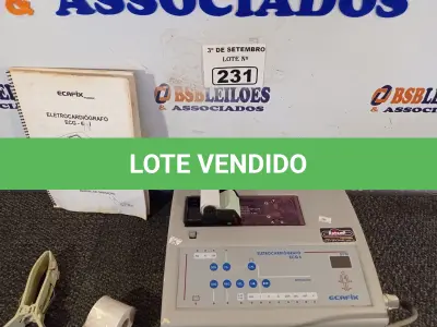 LOTE 231 - 01 ELETROCARDIÓGRAFO. (NO ESTADO) ATENÇÃO! FAZER A VISITAÇÃO ANTES DE ARREMATAR, NÃO SABEMOS SE FUNCIONA. LEILÃO NÃO TEM GARANTIA E NEM DEVOLUÇÃO, SUJEITO A POSSÍVEIS AVARIAS VISÍVEIS/OCULTAS E/OU AUSÊNCIA DE COMPONENTES.