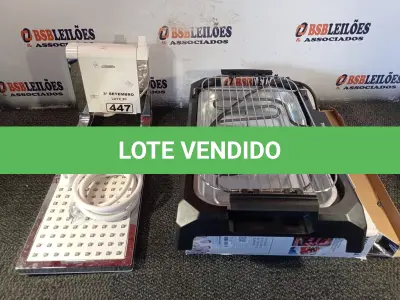 LOTE 447 - 01 CHURRASQUEIRA ELÉTRICA E 01 DUCHA. (NO ESTADO) ATENÇÃO! FAZER A VISITAÇÃO ANTES DE ARREMATAR, NÃO SABEMOS SE FUNCIONA. LEILÃO NÃO TEM GARANTIA E NEM DEVOLUÇÃO, SUJEITO A POSSÍVEIS AVARIAS VISÍVEIS/OCULTAS E/OU AUSÊNCIA DE COMPONENTES.