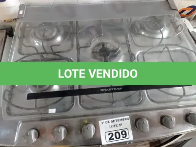 LOTE 209 - 01 FOGÃO A GÁS 05 BOCAS MARCA BRASTEMP INCOMPLETO. (NO ESTADO) ATENÇÃO! FAZER A VISITAÇÃO ANTES DE ARREMATAR, NÃO SABEMOS SE FUNCIONA. LEILÃO NÃO TEM GARANTIA E NEM DEVOLUÇÃO, SUJEITO A POSSÍVEIS AVARIAS VISÍVEIS/OCULTAS E/OU AUSÊNCIA DE COMPONENTES.