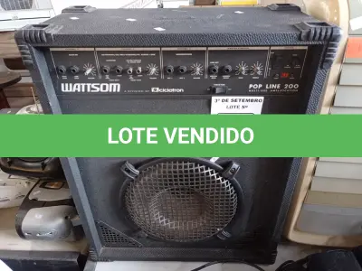 LOTE 358 - 01 CAIXA DE SOM AMPLIFICADA MARCA WATTISOM MODELO POP LINE 200. (NO ESTADO) ATENÇÃO! FAZER A VISITAÇÃO ANTES DE ARREMATAR, NÃO SABEMOS SE FUNCIONA. LEILÃO NÃO TEM GARANTIA E NEM DEVOLUÇÃO, SUJEITO A POSSÍVEIS AVARIAS VISÍVEIS/OCULTAS E/OU AUSÊNCIA DE COMPONENTES.