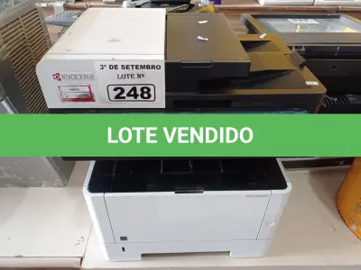 LOTE 248 - 01 IMPRESSORA MULTIFUNCIONAL MARCA KYOCERA MODELO ECOSYS M2040DN/L. (NO ESTADO) ATENÇÃO! FAZER A VISITAÇÃO ANTES DE ARREMATAR, NÃO SABEMOS SE FUNCIONA. LEILÃO NÃO TEM GARANTIA E NEM DEVOLUÇÃO, SUJEITO A POSSÍVEIS AVARIAS VISÍVEIS/OCULTAS E/OU AUSÊNCIA DE COMPONENTES.
