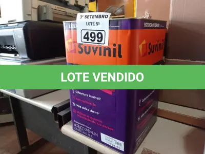 LOTE 499 - 01 LATA DE TINTA SUVINIL INTERIORES /EXTERIORES SEM CHEIRO 18L NA COR FOSCO BRANCO NEVE. (NO ESTADO) ATENÇÃO! FAZER A VISITAÇÃO ANTES DE ARREMATAR, NÃO SABEMOS SE FUNCIONA. LEILÃO NÃO TEM GARANTIA E NEM DEVOLUÇÃO, SUJEITO A POSSÍVEIS AVARIAS VISÍVEIS/OCULTAS E/OU AUSÊNCIA DE COMPONENTES.
