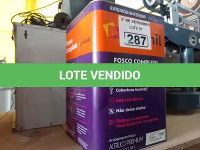 LOTE 287 - 01 LATA DE TINTA SUVINIL INTERIORES /EXTERIORES SEM CHEIRO 18L NA COR FOSCO BRANCO NEVE. (NO ESTADO) ATENÇÃO! FAZER A VISITAÇÃO ANTES DE ARREMATAR, NÃO SABEMOS SE FUNCIONA. LEILÃO NÃO TEM GARANTIA E NEM DEVOLUÇÃO, SUJEITO A POSSÍVEIS AVARIAS VISÍVEIS/OCULTAS E/OU AUSÊNCIA DE COMPONENTES.