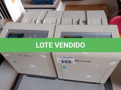 LOTE 355 - 02 IMPRESSORAS MARCAS KYOCERA MODELOS ECOSYS P7035CDN. (NO ESTADO) ATENÇÃO! FAZER A VISITAÇÃO ANTES DE ARREMATAR, NÃO SABEMOS SE FUNCIONA. LEILÃO NÃO TEM GARANTIA E NEM DEVOLUÇÃO, SUJEITO A POSSÍVEIS AVARIAS VISÍVEIS/OCULTAS E/OU AUSÊNCIA DE COMPONENTES.