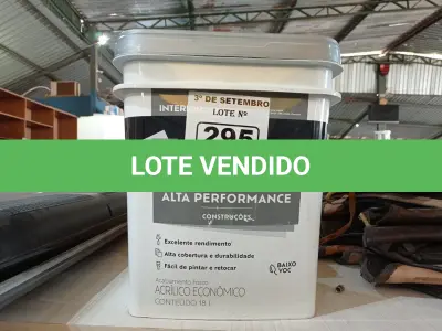 LOTE 295 - 01 BALDE DE TINTA SUVINIL INTERIORES ACRÍLICO FOSCO 18L NA COR FOSCO BRANCO. (NO ESTADO) ATENÇÃO! FAZER A VISITAÇÃO ANTES DE ARREMATAR, NÃO SABEMOS SE FUNCIONA. LEILÃO NÃO TEM GARANTIA E NEM DEVOLUÇÃO, SUJEITO A POSSÍVEIS AVARIAS VISÍVEIS/OCULTAS E/OU AUSÊNCIA DE COMPONENTES.