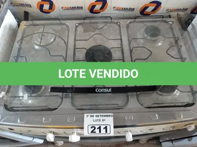 LOTE 211 - 01 FOGÃO A GÁS 05 BOCAS MARCA CÔNSUL INCOMPLETO. (NO ESTADO) ATENÇÃO! FAZER A VISITAÇÃO ANTES DE ARREMATAR, NÃO SABEMOS SE FUNCIONA. LEILÃO NÃO TEM GARANTIA E NEM DEVOLUÇÃO, SUJEITO A POSSÍVEIS AVARIAS VISÍVEIS/OCULTAS E/OU AUSÊNCIA DE COMPONENTES.