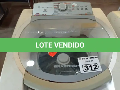 LOTE 312 - 01 MÁQUINA DE LAVAR ROUPAS MARCA BRASTEMP CAPACIDADE 11KG. (NO ESTADO) ATENÇÃO! FAZER A VISITAÇÃO ANTES DE ARREMATAR, NÃO SABEMOS SE FUNCIONA. LEILÃO NÃO TEM GARANTIA E NEM DEVOLUÇÃO, SUJEITO A POSSÍVEIS AVARIAS VISÍVEIS/OCULTAS E/OU AUSÊNCIA DE COMPONENTES.
