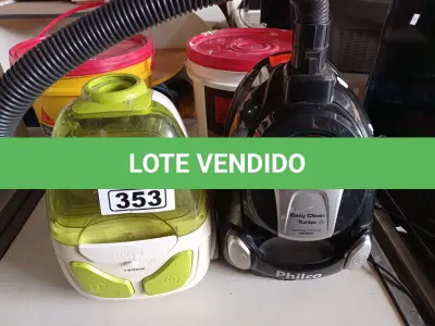 LOTE 353 - 02 ASPIRADORES DE PÓ MARCAS E MODELOS DIVERSOS. (NO ESTADO) ATENÇÃO! FAZER A VISITAÇÃO ANTES DE ARREMATAR, NÃO SABEMOS SE FUNCIONA. LEILÃO NÃO TEM GARANTIA E NEM DEVOLUÇÃO, SUJEITO A POSSÍVEIS AVARIAS VISÍVEIS/OCULTAS E/OU AUSÊNCIA DE COMPONENTES.