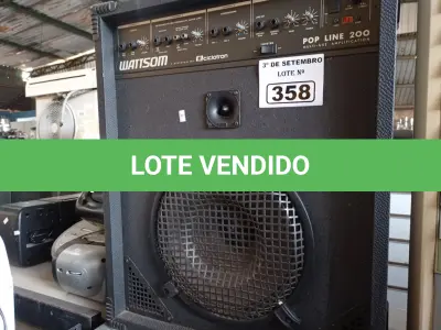 LOTE 358 - 01 CAIXA DE SOM AMPLIFICADA MARCA WATTISOM MODELO POP LINE 200. (NO ESTADO) ATENÇÃO! FAZER A VISITAÇÃO ANTES DE ARREMATAR, NÃO SABEMOS SE FUNCIONA. LEILÃO NÃO TEM GARANTIA E NEM DEVOLUÇÃO, SUJEITO A POSSÍVEIS AVARIAS VISÍVEIS/OCULTAS E/OU AUSÊNCIA DE COMPONENTES.