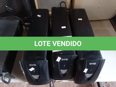 LOTE 357 - 03 NOBREAKS MARCAS SMS 700VA. (NO ESTADO) ATENÇÃO! FAZER A VISITAÇÃO ANTES DE ARREMATAR, NÃO SABEMOS SE FUNCIONA. LEILÃO NÃO TEM GARANTIA E NEM DEVOLUÇÃO, SUJEITO A POSSÍVEIS AVARIAS VISÍVEIS/OCULTAS E/OU AUSÊNCIA DE COMPONENTES.