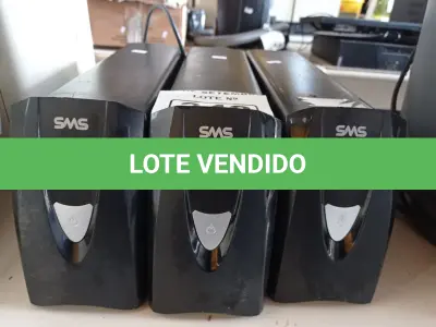 LOTE 342 - 03 NOBREAKS MARCAS SMS 700VA. (NO ESTADO) ATENÇÃO! FAZER A VISITAÇÃO ANTES DE ARREMATAR, NÃO SABEMOS SE FUNCIONA. LEILÃO NÃO TEM GARANTIA E NEM DEVOLUÇÃO, SUJEITO A POSSÍVEIS AVARIAS VISÍVEIS/OCULTAS E/OU AUSÊNCIA DE COMPONENTES.
