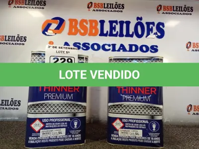 LOTE 229 - 02 GALÕES DE TINNER EUCATEX 5LITROS. (NO ESTADO) ATENÇÃO! FAZER A VISITAÇÃO ANTES DE ARREMATAR, NÃO SABEMOS SE FUNCIONA. LEILÃO NÃO TEM GARANTIA E NEM DEVOLUÇÃO, SUJEITO A POSSÍVEIS AVARIAS VISÍVEIS/OCULTAS E/OU AUSÊNCIA DE COMPONENTES.
