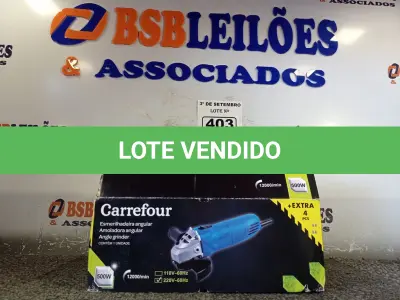LOTE 403 - 01 ESMERILHADEIRA ANGULAR 500W 220V. (NO ESTADO) ATENÇÃO! FAZER A VISITAÇÃO ANTES DE ARREMATAR, NÃO SABEMOS SE FUNCIONA. LEILÃO NÃO TEM GARANTIA E NEM DEVOLUÇÃO, SUJEITO A POSSÍVEIS AVARIAS VISÍVEIS/OCULTAS E/OU AUSÊNCIA DE COMPONENTES.