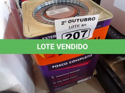 LOTE 207 - 01 LATA DE TINTA SUVINIL EXTERIORES/INTERIORES 18L NA COR FOSCO BRANCO NEVE. (NO ESTADO) ATENÇÃO! FAZER A VISITAÇÃO ANTES DE ARREMATAR, NÃO SABEMOS SE FUNCIONA. LEILÃO NÃO TEM GARANTIA E NEM DEVOLUÇÃO, SUJEITO A POSSÍVEIS AVARIAS VISÍVEIS/OCULTAS E/OU AUSÊNCIA DE COMPONENTES.