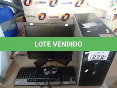 LOTE 272 - 01 CPU, 01 MONITOR, 01 TECLADO E 01 MOUSE. (NO ESTADO) ATENÇÃO! FAZER A VISITAÇÃO ANTES DE ARREMATAR, NÃO SABEMOS SE FUNCIONA. LEILÃO NÃO TEM GARANTIA E NEM DEVOLUÇÃO, SUJEITO A POSSÍVEIS AVARIAS VISÍVEIS/OCULTAS E/OU AUSÊNCIA DE COMPONENTES.