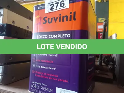 LOTE 276 - 01 LATA DE TINTA SUVINIL INTERIORES /EXTERIORES SEM CHEIRO 18L NA COR FOSCO BRANCO NEVE. (NO ESTADO) ATENÇÃO! FAZER A VISITAÇÃO ANTES DE ARREMATAR, NÃO SABEMOS SE FUNCIONA. LEILÃO NÃO TEM GARANTIA E NEM DEVOLUÇÃO, SUJEITO A POSSÍVEIS AVARIAS VISÍVEIS/OCULTAS E/OU AUSÊNCIA DE COMPONENTES.