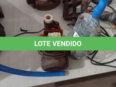 LOTE 091 - 02 BOMBAS D’AGUA MARCAS E MODELOS DIVERSOS. (NO ESTADO) ATENÇÃO! FAZER A VISITAÇÃO ANTES DE ARREMATAR, NÃO SABEMOS SE FUNCIONA. LEILÃO NÃO TEM GARANTIA E NEM DEVOLUÇÃO, SUJEITO A POSSÍVEIS AVARIAS VISÍVEIS/OCULTAS E/OU AUSÊNCIA DE COMPONENTES.