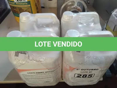 LOTE 285 - 20 LITROS DE SABONETE DE ESPUMA ANTISSÉPTICO. (NO ESTADO) ATENÇÃO! FAZER A VISITAÇÃO ANTES DE ARREMATAR, NÃO SABEMOS SE FUNCIONA. LEILÃO NÃO TEM GARANTIA E NEM DEVOLUÇÃO, SUJEITO A POSSÍVEIS AVARIAS VISÍVEIS/OCULTAS E/OU AUSÊNCIA DE COMPONENTES.