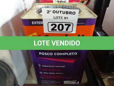 LOTE 207 - 01 LATA DE TINTA SUVINIL EXTERIORES/INTERIORES 18L NA COR FOSCO BRANCO NEVE. (NO ESTADO) ATENÇÃO! FAZER A VISITAÇÃO ANTES DE ARREMATAR, NÃO SABEMOS SE FUNCIONA. LEILÃO NÃO TEM GARANTIA E NEM DEVOLUÇÃO, SUJEITO A POSSÍVEIS AVARIAS VISÍVEIS/OCULTAS E/OU AUSÊNCIA DE COMPONENTES.