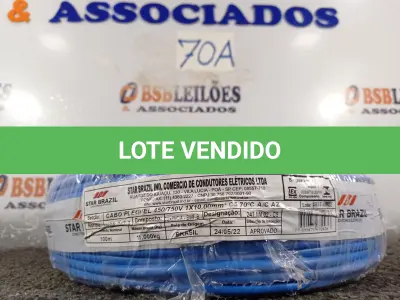 LOTE 070 - 01 ROLO DE CABO FLEXÍVEL 100M 10MM NA COR AZUL.(NO ESTADO) ATENÇÃO! FAZER A VISITAÇÃO ANTES DE ARREMATAR, NÃO SABEMOS SE FUNCIONA. LEILÃO NÃO TEM GARANTIA E NEM DEVOLUÇÃO, SUJEITO A POSSÍVEIS AVARIAS VISÍVEIS/OCULTAS E/OU AUSÊNCIA DE COMPONENTES.