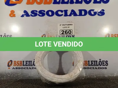 LOTE 260 - 01 ROLO DE CABO FLEXÍVEL 100M 2,5MM NA COR AZUL. (NO ESTADO) ATENÇÃO! FAZER A VISITAÇÃO ANTES DE ARREMATAR, NÃO SABEMOS SE FUNCIONA. LEILÃO NÃO TEM GARANTIA E NEM DEVOLUÇÃO, SUJEITO A POSSÍVEIS AVARIAS VISÍVEIS/OCULTAS E/OU AUSÊNCIA DE COMPONENTES.