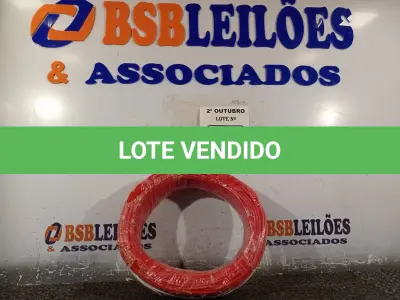 LOTE 230 - 01 ROLO DE CABO FLEXÍVEL 100M 2,5MM NA COR VERMELHA. (NO ESTADO) ATENÇÃO! FAZER A VISITAÇÃO ANTES DE ARREMATAR, NÃO SABEMOS SE FUNCIONA. LEILÃO NÃO TEM GARANTIA E NEM DEVOLUÇÃO, SUJEITO A POSSÍVEIS AVARIAS VISÍVEIS/OCULTAS E/OU AUSÊNCIA DE COMPONENTES.