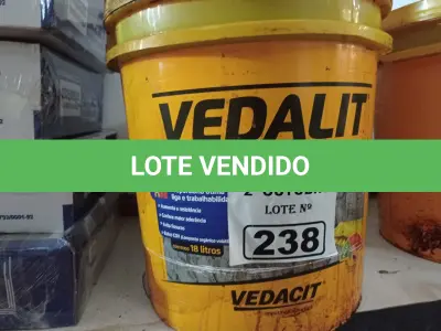 LOTE 238 - 01 BALDE DE VEDALIT, ADITIVO PLASTIFICANTE CONCENTRADO PARA ARGAMASSA DE ASSENTAMENTO E REBOCO CONVENCIONAL 18L. (NO ESTADO) ATENÇÃO! FAZER A VISITAÇÃO ANTES DE ARREMATAR, NÃO SABEMOS SE FUNCIONA. LEILÃO NÃO TEM GARANTIA E NEM DEVOLUÇÃO, SUJEITO A POSSÍVEIS AVARIAS VISÍVEIS/OCULTAS E/OU AUSÊNCIA DE COMPONENTES.