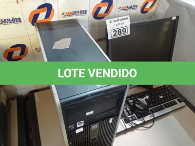 LOTE 289 - 01 CPU, 01 MONITOR, 01 TECLADO E 01 MOUSE. (NO ESTADO) ATENÇÃO! FAZER A VISITAÇÃO ANTES DE ARREMATAR, NÃO SABEMOS SE FUNCIONA. LEILÃO NÃO TEM GARANTIA E NEM DEVOLUÇÃO, SUJEITO A POSSÍVEIS AVARIAS VISÍVEIS/OCULTAS E/OU AUSÊNCIA DE COMPONENTES.