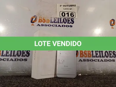 LOTE 016 - 01 IPHONE6 COM AVARIAS. (NO ESTADO) ATENÇÃO! FAZER A VISITAÇÃO ANTES DE ARREMATAR, NÃO SABEMOS SE FUNCIONA. LEILÃO NÃO TEM GARANTIA E NEM DEVOLUÇÃO, SUJEITO A POSSÍVEIS AVARIAS VISÍVEIS/OCULTAS E/OU AUSÊNCIA DE COMPONENTES.