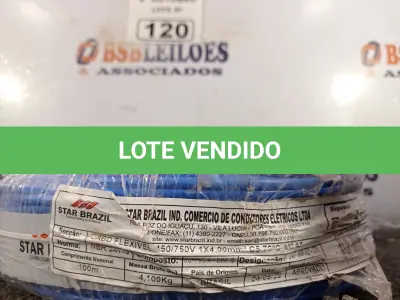 LOTE 120 - 01 ROLO DE CABO FLEXÍVEL 100M 4MM NA COR AZUL. (NO ESTADO) ATENÇÃO! FAZER A VISITAÇÃO ANTES DE ARREMATAR, NÃO SABEMOS SE FUNCIONA. LEILÃO NÃO TEM GARANTIA E NEM DEVOLUÇÃO, SUJEITO A POSSÍVEIS AVARIAS VISÍVEIS/OCULTAS E/OU AUSÊNCIA DE COMPONENTES.