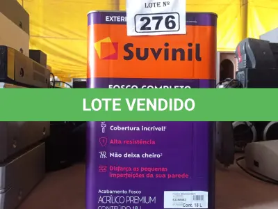 LOTE 276 - 01 LATA DE TINTA SUVINIL INTERIORES /EXTERIORES SEM CHEIRO 18L NA COR FOSCO BRANCO NEVE. (NO ESTADO) ATENÇÃO! FAZER A VISITAÇÃO ANTES DE ARREMATAR, NÃO SABEMOS SE FUNCIONA. LEILÃO NÃO TEM GARANTIA E NEM DEVOLUÇÃO, SUJEITO A POSSÍVEIS AVARIAS VISÍVEIS/OCULTAS E/OU AUSÊNCIA DE COMPONENTES.