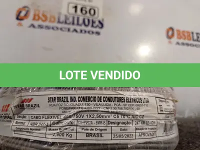 LOTE 160 - 01 ROLO DE CABO FLEXÍVEL 100M 2,5MM NA COR CINZA. (NO ESTADO) ATENÇÃO! FAZER A VISITAÇÃO ANTES DE ARREMATAR, NÃO SABEMOS SE FUNCIONA. LEILÃO NÃO TEM GARANTIA E NEM DEVOLUÇÃO, SUJEITO A POSSÍVEIS AVARIAS VISÍVEIS/OCULTAS E/OU AUSÊNCIA DE COMPONENTES.