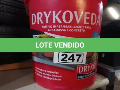 LOTE 247 - 01 BALDE DE DRYKOVEDA, ADITIVO IMPERMEABILIZANTE PARA ARGAMASSA E CONCRETO 18L. (NO ESTADO) ATENÇÃO! FAZER A VISITAÇÃO ANTES DE ARREMATAR, NÃO SABEMOS SE FUNCIONA. LEILÃO NÃO TEM GARANTIA E NEM DEVOLUÇÃO, SUJEITO A POSSÍVEIS AVARIAS VISÍVEIS/OCULTAS E/OU AUSÊNCIA DE COMPONENTES.