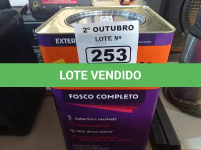 LOTE 253 - 01 LATA DE TINTA SUVINIL EXTERIORES/INTERIORES 18L NA COR FOSCO BRANCO NEVE. (NO ESTADO) ATENÇÃO! FAZER A VISITAÇÃO ANTES DE ARREMATAR, NÃO SABEMOS SE FUNCIONA. LEILÃO NÃO TEM GARANTIA E NEM DEVOLUÇÃO, SUJEITO A POSSÍVEIS AVARIAS VISÍVEIS/OCULTAS E/OU AUSÊNCIA DE COMPONENTES.