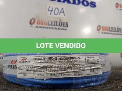 LOTE 040 - 01 ROLO DE CABO FLEXÍVEL 100M 10MM NA COR AZUL.(NO ESTADO) ATENÇÃO! FAZER A VISITAÇÃO ANTES DE ARREMATAR, NÃO SABEMOS SE FUNCIONA. LEILÃO NÃO TEM GARANTIA E NEM DEVOLUÇÃO, SUJEITO A POSSÍVEIS AVARIAS VISÍVEIS/OCULTAS E/OU AUSÊNCIA DE COMPONENTES.