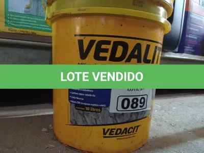 LOTE 089 - 01 BALDE DE VEDALIT, ADITIVO PLASTIFICANTE CONCENTRADO PARA ARGAMASSA DE ASSENTAMENTO E REBOCO CONVENCIONAL 18L. (NO ESTADO) ATENÇÃO! FAZER A VISITAÇÃO ANTES DE ARREMATAR, NÃO SABEMOS SE FUNCIONA. LEILÃO NÃO TEM GARANTIA E NEM DEVOLUÇÃO, SUJEITO A POSSÍVEIS AVARIAS VISÍVEIS/OCULTAS E/OU AUSÊNCIA DE COMPONENTES.