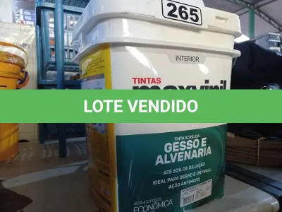 LOTE 265 - 01 BALDE DE TINTA MAXIVINIL INTERIORES NA COR FOSCO BRANCO NEVE. (NO ESTADO) ATENÇÃO! FAZER A VISITAÇÃO ANTES DE ARREMATAR, NÃO SABEMOS SE FUNCIONA. LEILÃO NÃO TEM GARANTIA E NEM DEVOLUÇÃO, SUJEITO A POSSÍVEIS AVARIAS VISÍVEIS/OCULTAS E/OU AUSÊNCIA DE COMPONENTES.