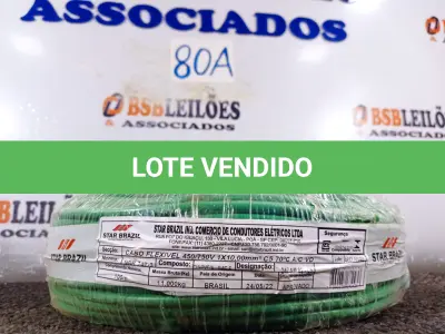 LOTE 080 - 01 ROLO DE CABO FLEXÍVEL 100M 10MM NA COR VERDE.(NO ESTADO) ATENÇÃO! FAZER A VISITAÇÃO ANTES DE ARREMATAR, NÃO SABEMOS SE FUNCIONA. LEILÃO NÃO TEM GARANTIA E NEM DEVOLUÇÃO, SUJEITO A POSSÍVEIS AVARIAS VISÍVEIS/OCULTAS E/OU AUSÊNCIA DE COMPONENTES.
