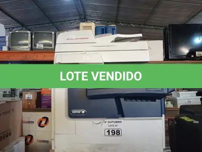 LOTE 198 - 02 IMPRESSORAS MARCAS XEROX SENDO 01 MULTIFUNCIONAL. (NO ESTADO) ATENÇÃO! FAZER A VISITAÇÃO ANTES DE ARREMATAR, NÃO SABEMOS SE FUNCIONA. LEILÃO NÃO TEM GARANTIA E NEM DEVOLUÇÃO, SUJEITO A POSSÍVEIS AVARIAS VISÍVEIS/OCULTAS E/OU AUSÊNCIA DE COMPONENTES.