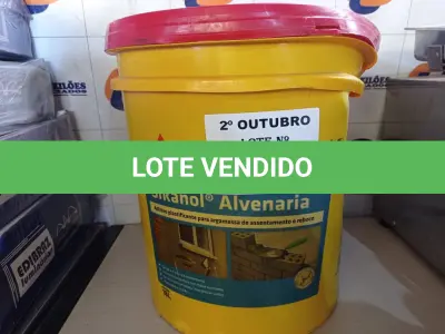 LOTE 284 - 01 BALDE DE SIKANOL ALVENARIA, ADITIVO PLASTIFICANTE PARA ARGAMASSA DE ASSENTAMENTO E REBOCO. (NO ESTADO) ATENÇÃO! FAZER A VISITAÇÃO ANTES DE ARREMATAR, NÃO SABEMOS SE FUNCIONA. LEILÃO NÃO TEM GARANTIA E NEM DEVOLUÇÃO, SUJEITO A POSSÍVEIS AVARIAS VISÍVEIS/OCULTAS E/OU AUSÊNCIA DE COMPONENTES.